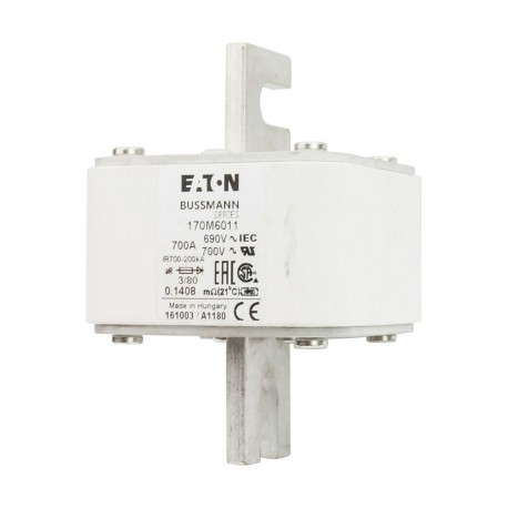 Eaton-moeller FUSE 700A 690V 3/80 AR UC EATON ELECTRIC Fuse-link, high speed, 700 A, AC 690 V, DIN 3, 76 x 76 x 1..