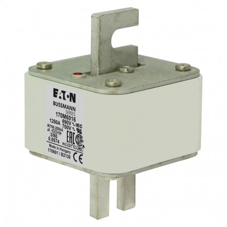 Eaton-moeller FUSE 1250A 690V 3/80 AR UC EATON ELECTRIC Fuse-link, high speed, 1250 A, AC 690 V, DIN 3, 76 x 76 x..