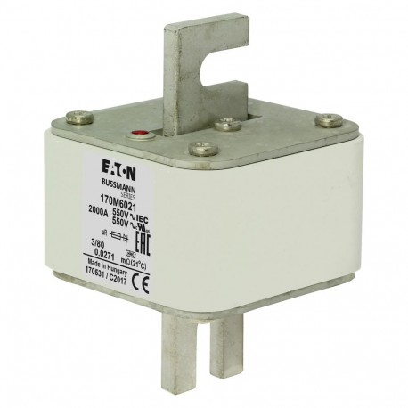 Eaton-moeller FUSE 2000A 550V 3/80 AR UR EATON ELECTRIC Fuse-link, high speed, 2000 A, AC 550 V, DIN 3, 76 x 76 x..