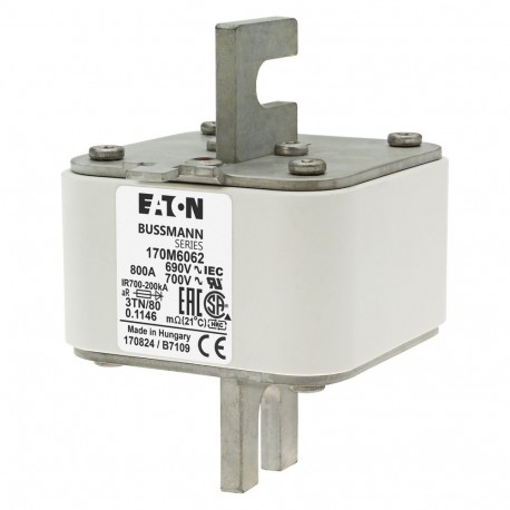 Eaton-moeller FUSE 800A 690V 3TN/80 AR UC EATON ELECTRIC Fuse-link, high speed, 800 A, AC 690 V, DIN 3, 76 x 90 x..
