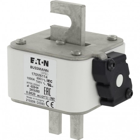 Eaton-moeller FUSE 1000A 690V 3KN/80 AR UC EATON ELECTRIC Fuse-link, high speed, 1000 A, AC 690 V, DIN 3, 76 x 92..