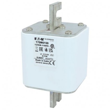 Eaton-moeller FUSE 1250A 1100V 3/110 AR EATON ELECTRIC Fuse-link, high speed, 1250 A, AC 1100 V, size 3, 76 x 90 ..