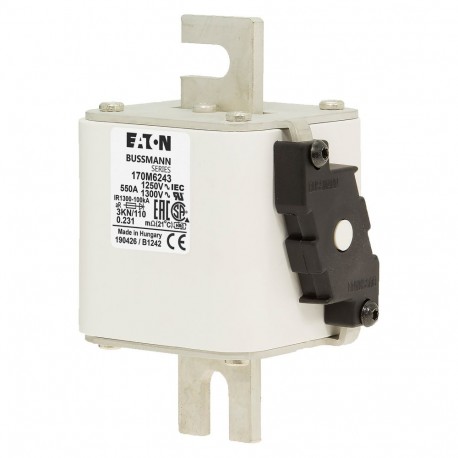 Eaton-moeller FUSE 550A 1250V 3KN/110 AR CU EATON ELECTRIC Fuse-link, high speed, 550 A, AC 1250 V, size 3, 76 x ..
