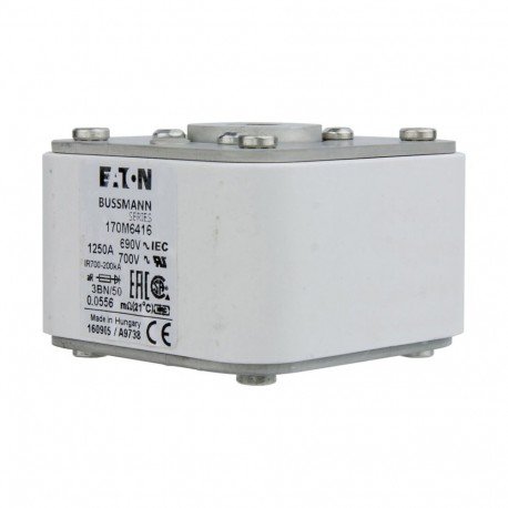 Eaton-moeller FUSE 1250A 690V 3BN/50 AR UC EATON ELECTRIC Fuse-link, high speed, 1250 A, AC 690 V, size 3, aR, IE..