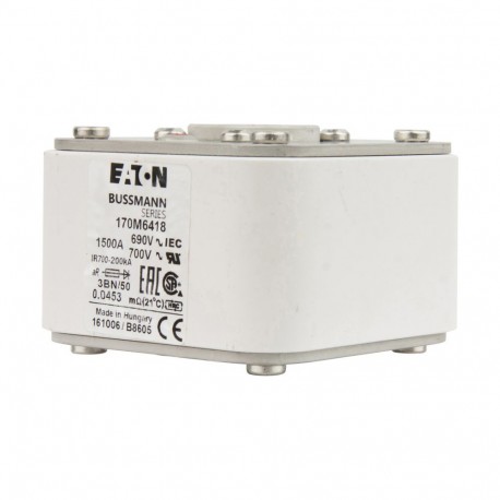 Eaton-moeller FUSE 1500A 690V 3BN/50 AR UC EATON ELECTRIC Fuse-link, high speed, 1500 A, AC 690 V, size 3, aR, IE..