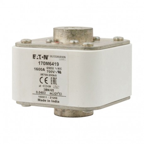 Eaton-moeller FUSE 1600A 690V 3BN/65 AR UC EATON ELECTRIC Fuse-link, high speed, 1600 A, AC 690 V, size 3, aR, IE..