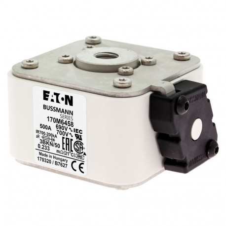 Eaton-moeller FUSE 500A 690V 3BKN/50 AR UC EATON ELECTRIC Fuse-link, high speed, 500 A, AC 690 V, size 3, aR, IEC..