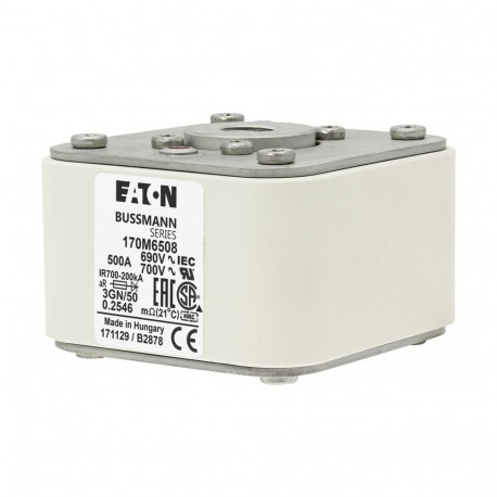 Eaton-moeller FUSE 500A 690V 3GN/50 AR UC EATON ELECTRIC Fuse-link, high speed, 500 A, AC 690 V, size 3, 76 x 92 ..
