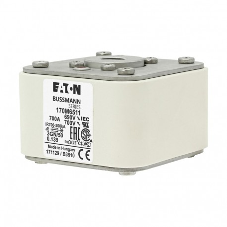 Eaton-moeller FUSE 700A 690V 3GN/50 AR UC EATON ELECTRIC Fuse-link, high speed, 700 A, AC 690 V, size 3, 76 x 92 ..