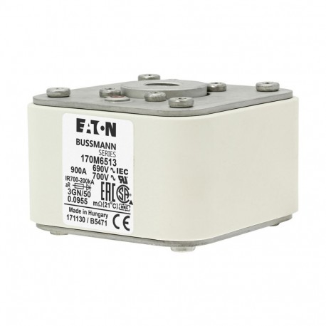 Eaton-moeller FUSE 900A 690V 3GN/50 AR UC EATON ELECTRIC Fuse-link, high speed, 900 A, AC 690 V, size 3, 76 x 92 ..