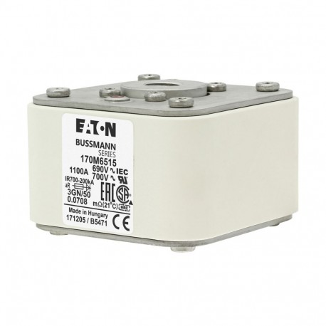 Eaton-moeller FUSE 1100A 690V 3GN/50 AR UC EATON ELECTRIC Fuse-link, high speed, 1100 A, AC 690 V, size 3, 76 x 9..