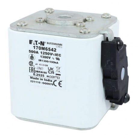 Eaton-moeller FUSE 500A 1250V 3BKN/80 AR CU EATON ELECTRIC Fuse-link, high speed, 500 A, AC 1250 V, size 3, 76 x ..
