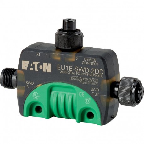 Eaton-moeller EU1E-SWD-2DD Y7-174715 EATON ELECTRIC SmartWire-DT T-Connector for IP69K I/O modules, 24 V DC, two pa..