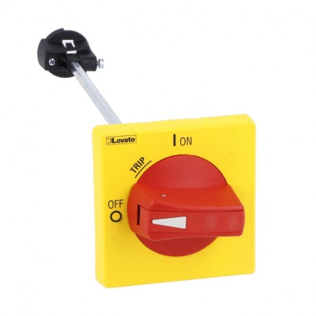 Lovato-electric SM2X18200R LOVATO PADLOCKABLE IP65 (4X) DOOR COUPLING HANDLE. RED/YELLOW COMPLETE WITH ROD LENGTH 200MM
