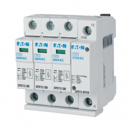 Eaton-moeller SPBT12-280-3+NPE50 Y7-184750 EATON ELECTRIC Lightning current and surge arresters, 50kA, N-space unit