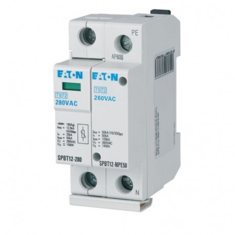 Eaton-moeller SPBT12-280-1+NPE50 Y7-184752 EATON ELECTRIC Lightning current and surge arresters, 50kA, N-space unit