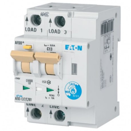 Eaton-moeller AFDD-13/2/C/001 Y7-187182 EATON ELECTRIC Arc Fault Detection Device, 2 poles, C13A, 10mA, type AC