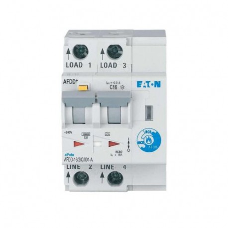 Eaton-moeller AFDD-16/2/C/001-A Y7-187207 EATON ELECTRIC Arc Fault Detection Device, 2 poles, C16A, 10mA, type A