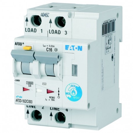 Eaton-moeller AFDD-16/2/C/003 Y7-187209 EATON ELECTRIC Arc Fault Detection Device, 2 poles, C16A, 30mA, type AC