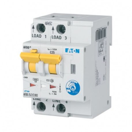 Eaton-moeller AFDD-25/2/B/003-A Y7-187225 EATON ELECTRIC Arc Fault Detection Device, 2 poles, B25A, 30mA, type A