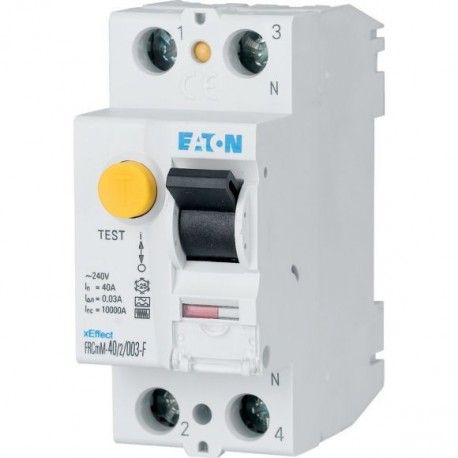 Eaton-moeller FRCMM-40/2/01-G/F Y7-187373 EATON ELECTRIC Residual current circuit breaker (RCCB), 40A, 2p, 100mA, t..