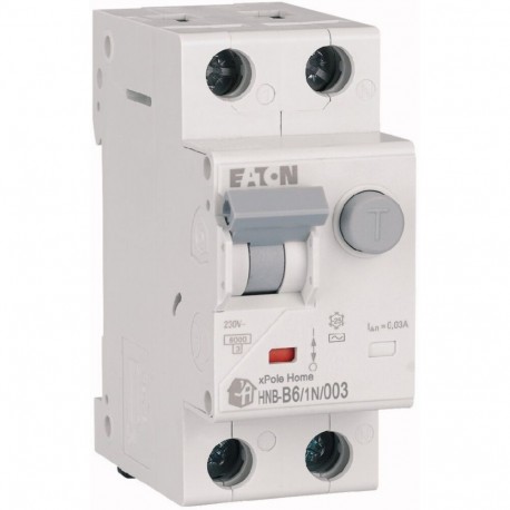 Eaton-moeller HNB-B6/1N/003 EATON ELECTRIC RCD/MCB combination, 6 A, 30 mA, MCB trip characteristic: B, 1p+N, RCD t..