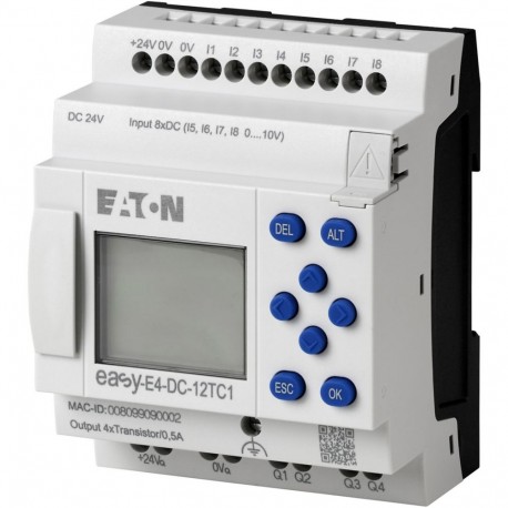 Eaton-moeller EASY-E4-DC-12TC1 Y7-197213 EATON ELECTRIC Control relays, easyE4 (expandable, Ethernet), 24 V DC, Inp..