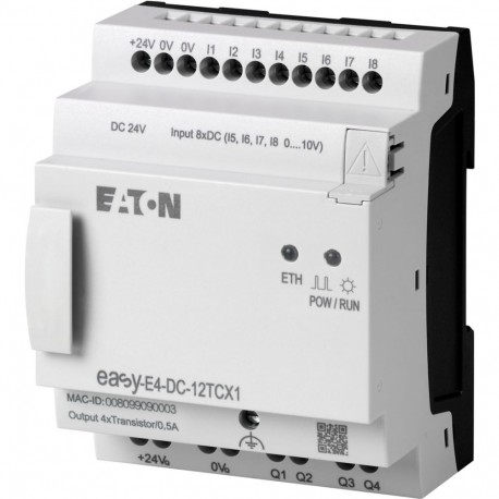 Eaton-moeller EASY-E4-DC-12TCX1 Y7-197214 EATON ELECTRIC Control relays, easyE4 (expandable, Ethernet), 24 V DC, In..