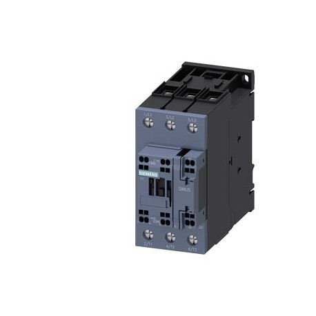 Siemens 3RT2036-3AF00 power contactor, AC-3 51 A, 22 kW / 400 V 1 NO + 1 NC, 110 V AC, 50 Hz 3-pole, size S2..