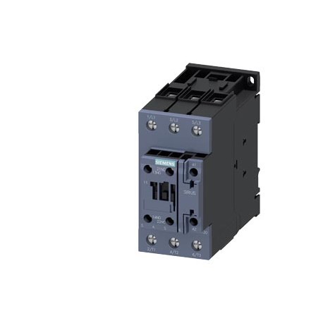 Siemens 3RT2037-1AT60 power contactor, AC-3e/AC-3, 65 A, 30 kW / 400 V, 3-pole, 600 V AC, 60 Hz, auxiliary c..