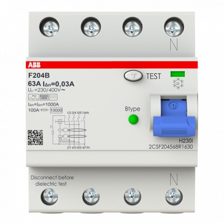 ABB 2CSF204568R3630 2CSF204568R3630 ABB Int.dif.F204B-63/0.3 4p 63 B 300mA