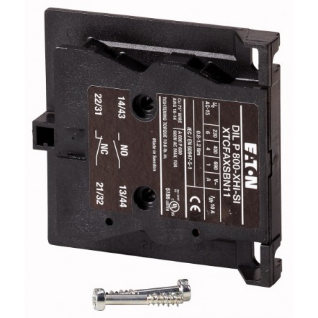 Eaton-moeller DILP800-XHI-SI XTCFAXSBN11 EATON ELECTRIC Auxiliary contact, 1N/O+1N/C, side interior, screw connecti..