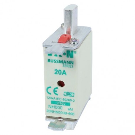 EATON - MOELLER NH FUSE 20AMP 690V aM SIZE 000 NH FUSE 20AMP 690V aM SIZE 000 20NHM000B-690 EATON ELECTRIC Fuse-link, high speed, 125 A, AC 690 V, size 000..