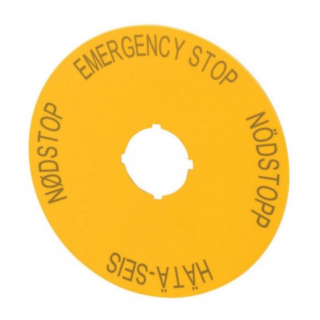 EATON - MOELLER M22-XAK4 M22-XAK4 216468 Y7-216468 EATON ELECTRIC Label, emergency switching off, yellow, D 90mm, 4 languages, DE, SV..