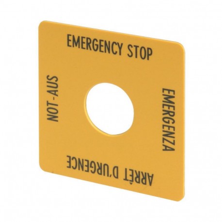 EATON - MOELLER M22-XYK1 M22-XYK1 216484 Y7-216484 EATON ELECTRIC Label, emergency switching off, yellow, HxW 50x50mm, 4 languages, D..