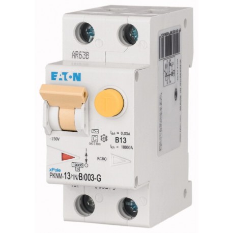 Eaton-moeller PKNM-13/1N/B/003-G-MW Y7-236137 EATON ELECTRIC RCD/MCB combination switch, 13A, 30mA, miniature circu..
