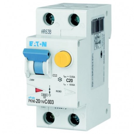 Eaton-moeller PKN6-20/1N/C/003-MW Y7-236673 EATON ELECTRIC RCD/MCB, 20A, 30mA, miniature circuit-breaker trip curve..