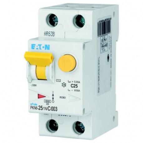 Eaton-moeller PKN6-25/1N/C/003-MW Y7-236703 EATON ELECTRIC RCD/MCB, 25A, 30mA, miniature circuit-breaker trip curve..
