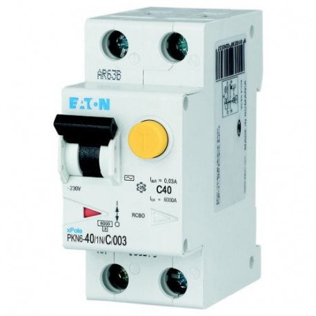 Eaton-moeller PKN6-40/1N/C/003-MW Y7-236762 EATON ELECTRIC RCD/MCB, 40A, 30mA, miniature circuit-breaker trip curve..