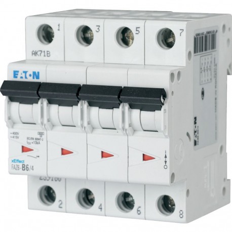 Eaton-moeller FAZ6-B6/4 Y7-239180 EATON ELECTRIC Miniature circuit breaker (MCB), 6A, 4 p, type B characteristic, 6..