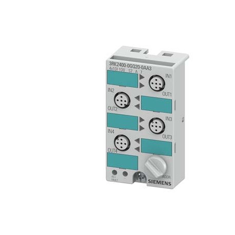 Siemens 3RK2400-0GQ20-0AA3 AS-i compact module K45 digital A/B slave 4 x (1 DI/1 DQ), IP67 4 x 1 input/1 out..