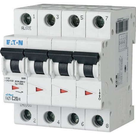 Eaton-moeller FAZT-D6/4 Y7-240975 EATON ELECTRIC Miniature circuit breaker (MCB), 6A, 4p, D-Char, AC