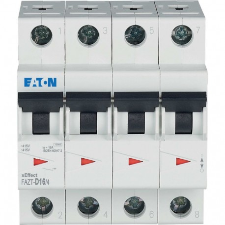 Eaton-moeller FAZT-D16/4 Y7-240993 EATON ELECTRIC Miniature circuit breaker (MCB), 16A, 4p, D-Char, AC