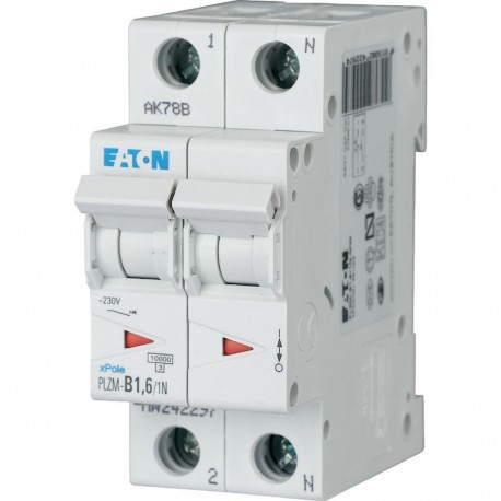 Eaton-moeller PLZM-B1,6/1N-MW EATON ELECTRIC Over current switch, 1, 6 A, 1pole+N, type B characteristic