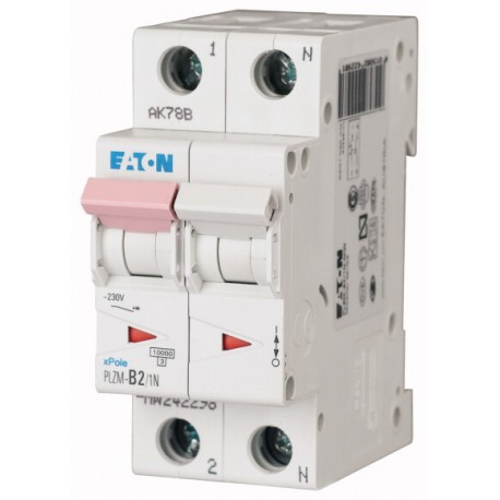 EATON - MOELLER PLZM-C2/1N-MW PLZM-C2/1N-MW 242324 EATON ELECTRIC Over current switch, 2A, 1pole+N, type C characteristic