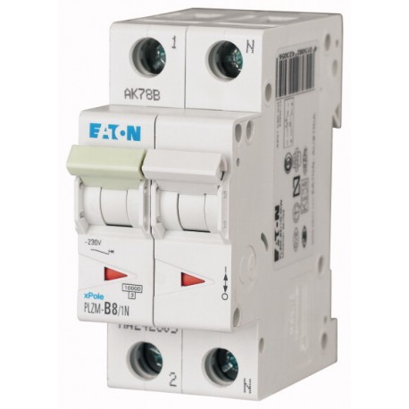 EATON - MOELLER PLZM-C8/1N-MW PLZM-C8/1N-MW 242331 EATON ELECTRIC Over current switch, 8A, 1pole+N, type C characteristic