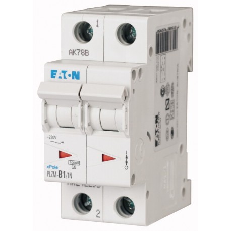Eaton-moeller PLZM-D1/1N-MW EATON ELECTRIC Over current switch, 1A, 1pole+N, type D characteristic