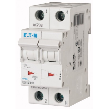 Eaton-moeller PLZM-D5/1N-MW EATON ELECTRIC Over current switch, 5A, 1pole+N, type D characteristic