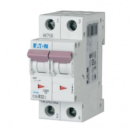 EATON - MOELLER PLSM-D32/2-MW PLSM-D32/2-MW 242431 Y7-242431 EATON ELECTRIC Over current switch, 32A, 2p, type D characteristic