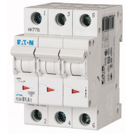 Eaton-moeller PLSM-D1,6/3-MW EATON ELECTRIC Over current switch, 1, 6 A, 3 p, type D characteristic